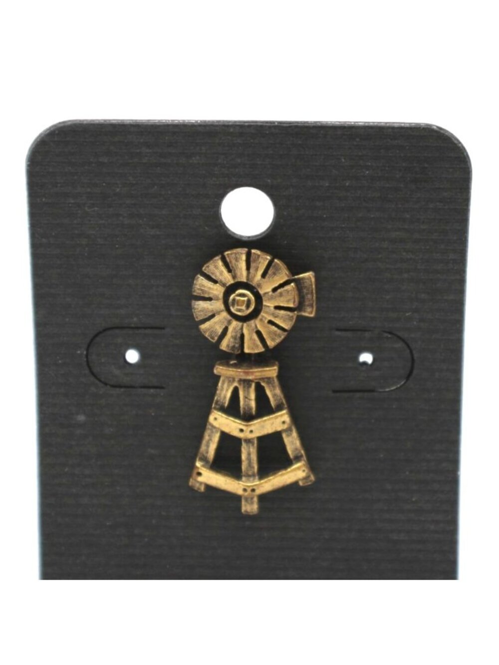 Windmill Lapel Pin Brooch Gold Tone Metal Brass Vintage Style 1.25" Clutch Back